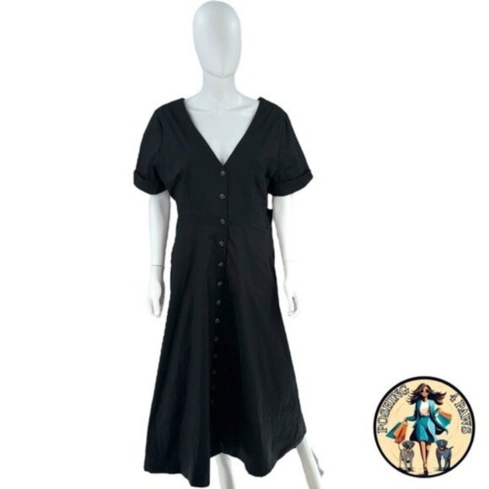 Tuckernuck Black V‑Neck Button Front Maxi Dress - Picture 8 of 15